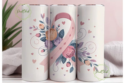 Pink Ribbon Awareness Tumbler Wrap Sublimation PixelChick 