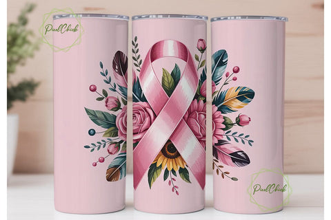 Pink Ribbon Awareness Tumbler Wrap Sublimation PixelChick 