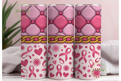 Pink Ribbon Awareness Tumbler Wrap Sublimation PixelChick 