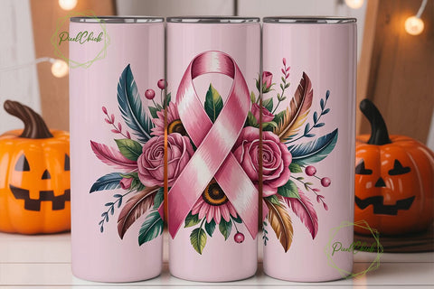 Pink Ribbon Awareness Tumbler Wrap Sublimation PixelChick 