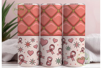 Pink Ribbon Awareness Tumbler Wrap Sublimation PixelChick 