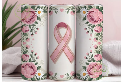Pink Ribbon Awareness Tumbler Wrap Sublimation PixelChick 