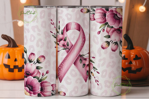 Pink Ribbon Awareness Tumbler Wrap Sublimation PixelChick 