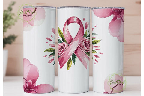 Pink Ribbon Awareness Tumbler Wrap Sublimation PixelChick 