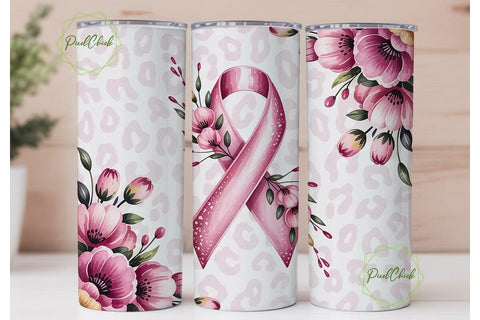 Pink Ribbon Awareness Tumbler Wrap Sublimation PixelChick 
