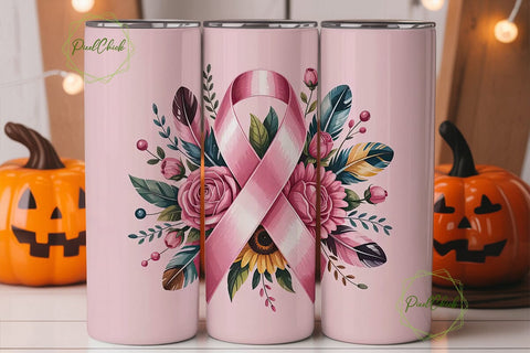 Pink Ribbon Awareness Tumbler Wrap Sublimation PixelChick 