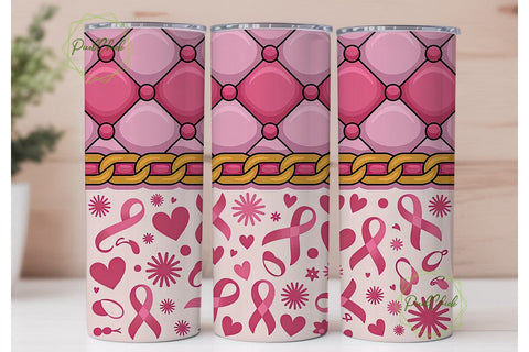 Pink Ribbon Awareness Tumbler Wrap Sublimation PixelChick 