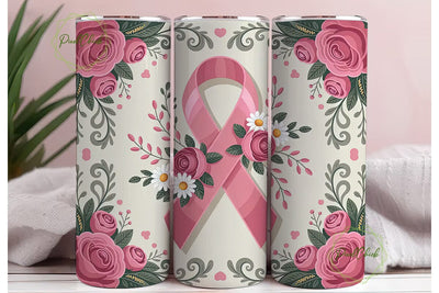 Pink Ribbon Awareness Tumbler Wrap Sublimation PixelChick 