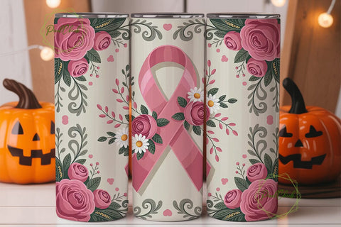 Pink Ribbon Awareness Tumbler Wrap Sublimation PixelChick 