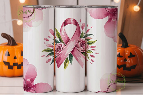 Pink Ribbon Awareness Tumbler Wrap Sublimation PixelChick 
