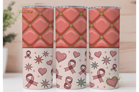 Pink Ribbon Awareness Tumbler Wrap Sublimation PixelChick 