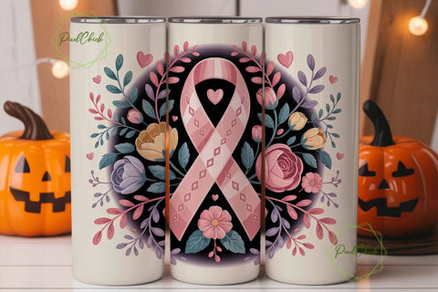 Pink Ribbon Awareness Tumbler Wrap Sublimation PixelChick 