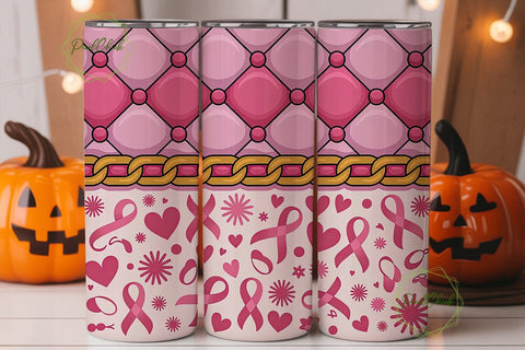 Pink Ribbon Awareness Tumbler Wrap Sublimation PixelChick 