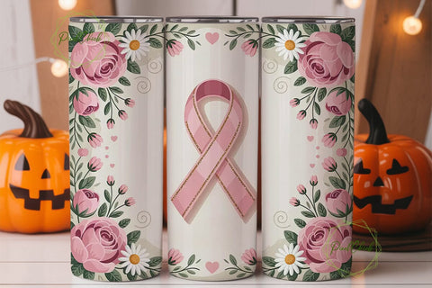Pink Ribbon Awareness Tumbler Wrap Sublimation PixelChick 