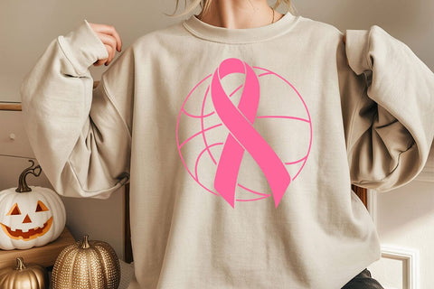 Pink Ribbon Basketball Svg, Breast Cancer Awareness Svg, Hope Ribbon, Strong Women SVG DesignDestine 