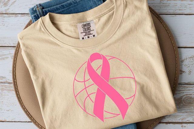 Pink Ribbon Basketball Svg, Breast Cancer Awareness Svg, Hope Ribbon, Strong Women SVG DesignDestine 