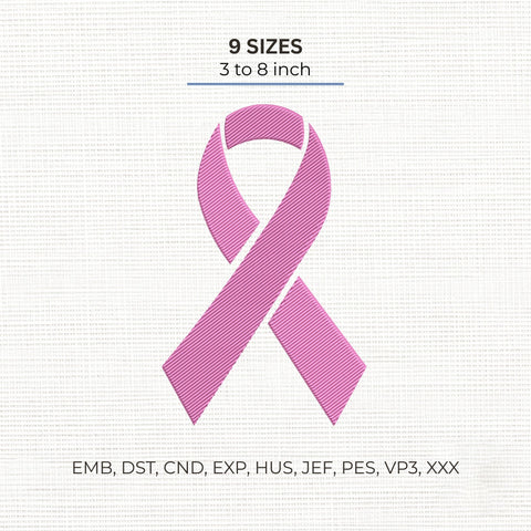 Pink Ribbon Breast Cancer Awareness Embroidery Design – Breast Cancer Support Ribbon Machine Embroidery File Embroidery/Applique DESIGNS PatternFeed8 
