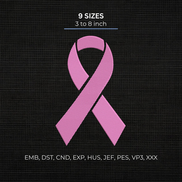 Pink Ribbon Breast Cancer Awareness Embroidery Design – Breast Cancer Support Ribbon Machine Embroidery File Embroidery/Applique DESIGNS PatternFeed8 