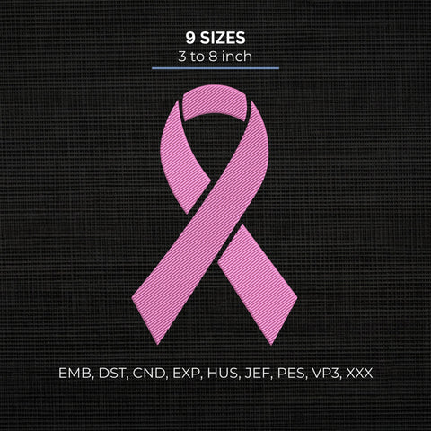 Pink Ribbon Breast Cancer Awareness Embroidery Design – Breast Cancer Support Ribbon Machine Embroidery File Embroidery/Applique DESIGNS PatternFeed8 