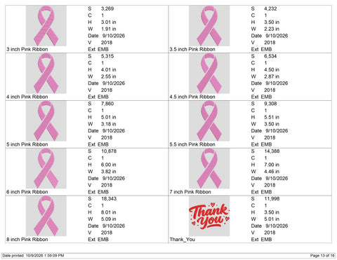 Pink Ribbon Breast Cancer Awareness Embroidery Design – Breast Cancer Support Ribbon Machine Embroidery File Embroidery/Applique DESIGNS PatternFeed8 