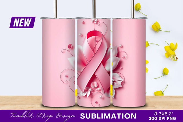 Pink ribbon breast cancer awareness tumbler png Sublimation Regulrcrative 