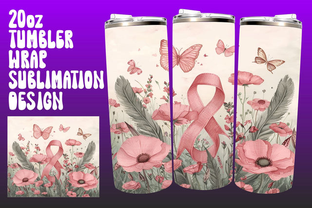 Pink Ribbon Breast Cancer Tumbler Wrap Sublimation afrosvg 