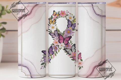 Pink Ribbon Butterfly Awareness Tumbler Sublimation sassyprint 