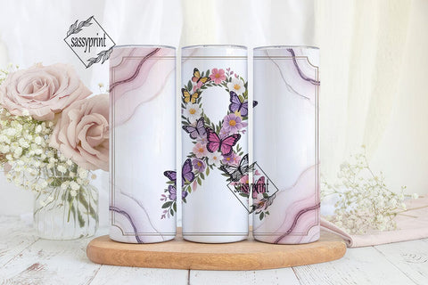 Pink Ribbon Butterfly Awareness Tumbler Sublimation sassyprint 