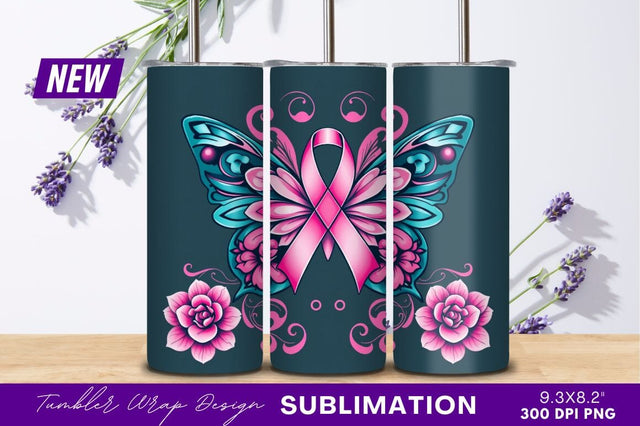 Pink ribbon butterfly for breast cancer awareness Sublimation Regulrcrative 