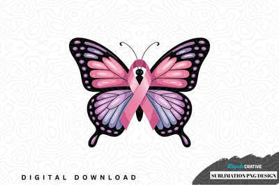 Pink ribbon butterfly sublimation png design Sublimation Regulrcrative 