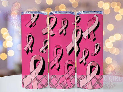 Pink Ribbon Cancer Support Tumbler, Breast Cancer Awareness, 20oz Skinny Tumbler, Sublimation Design, Pink Tumbler Wrap, Cancer Support Gift, Inspirational Tumbler Sublimation SvggirlplusArt 