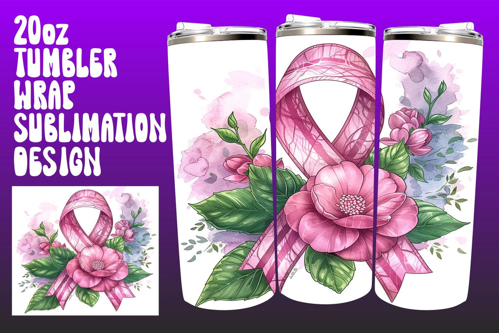 Pink Ribbon Cancer Tumbler Design - So Fontsy