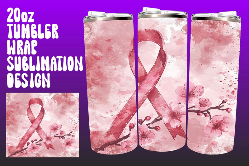 Pink Ribbon Cancer Tumbler Wrap Design Sublimation afrosvg 