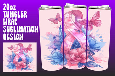 Pink Ribbon Cancer Tumbler Wrap with Sublimation afrosvg 