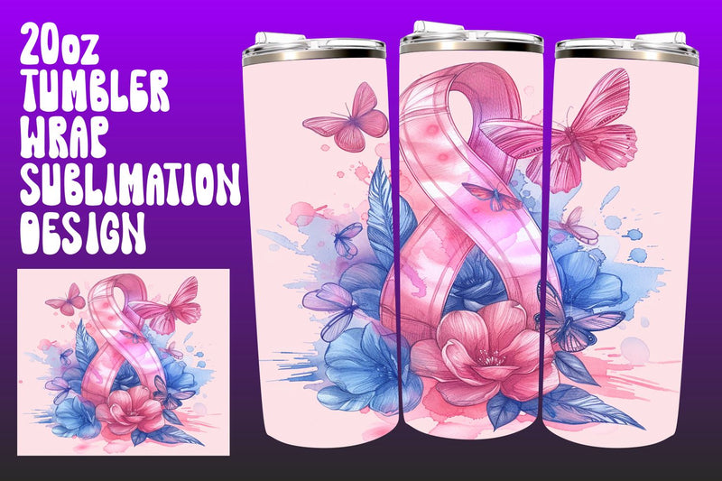 Pink Ribbon Cancer Tumbler Wrap with Sublimation afrosvg 