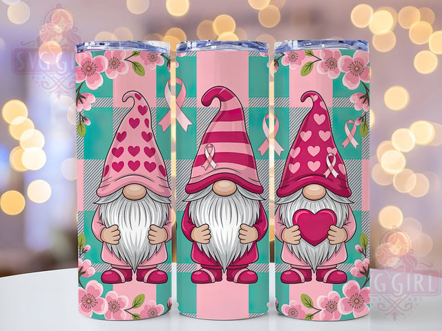 Pink Ribbon Cute Gnome 20oz Tumbler, Pink Ribbon, Gnome Tumbler, Cute Gnomes, Survivor Support, Sublimation Wrap, 20Oz Tumbler Sublimation SvggirlplusArt 
