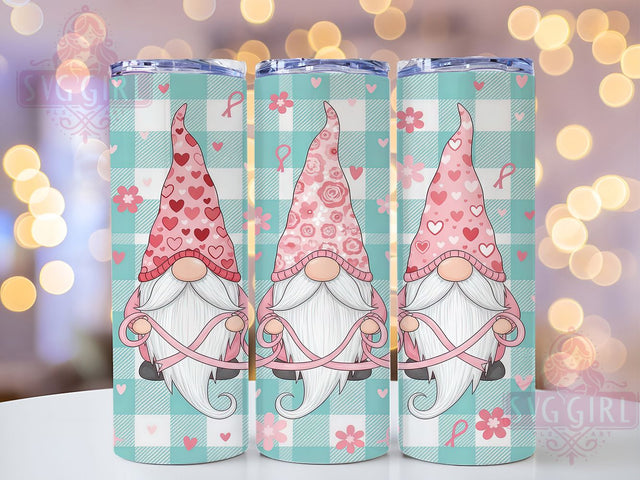 Pink Ribbon Cute Gnome 20oz Tumbler, Pink Ribbon, Gnome Tumbler, Cute Gnomes, Survivor Support, Sublimation Wrap, 20Oz Tumbler Sublimation SvggirlplusArt 