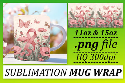 Pink Ribbon Design Mug – 11oz & 15oz Sublimation Wrap Sublimation afrosvg 