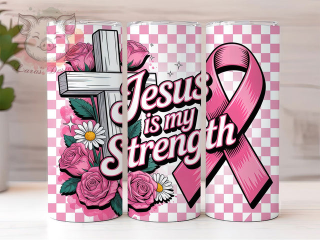 Pink Ribbon Faith Design 20oz Tumbler, Christian Faith, Jesus Strength, Faith Design, Inspirational Theme, 20oz Tumbler Wrap, Sublimation PNG Sublimation Lara' s Designs 