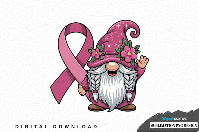 Pink ribbon gnome sublimation png design Sublimation Regulrcrative 