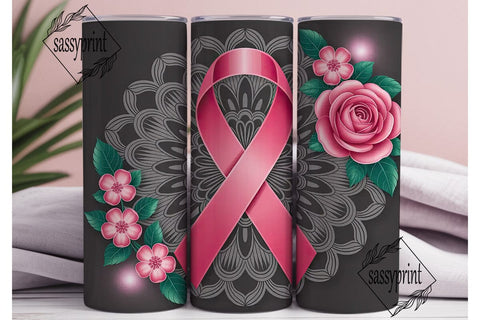 Pink Ribbon Mandala 20oz Tumbler Wrap Sublimation sassyprint 