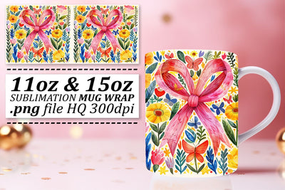 Pink Ribbon Mug Wrap – 11oz & 15oz Breast Cancer Sublimation Sublimation afrosvg 