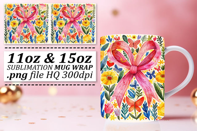 Pink Ribbon Mug Wrap – 11oz & 15oz Breast Cancer Sublimation Sublimation afrosvg 