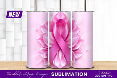 Pink ribbon on petals tumbler png Sublimation Regulrcrative 