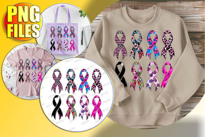 Pink Ribbon PNG Watercolor Design Sublimation afrosvg 