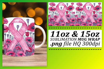 Pink Ribbon Sublimation Art – 11oz & 15oz Mug Design Sublimation afrosvg 