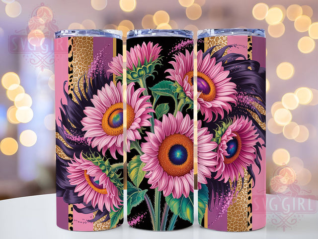 Pink Ribbon Sunflower Survivor 20oz Tumbler, Pink Ribbon, Sunflower Tumbler, Pink Sunflower, Survivor Support, Sublimation Wrap, 20Oz Tumbler Sublimation SvggirlplusArt 