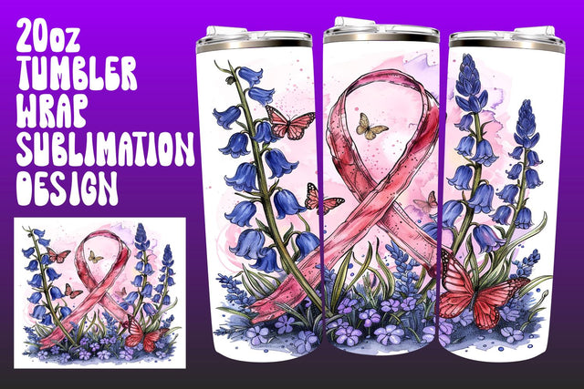 Pink Ribbon Tumbler Wrap for Cancer Sublimation afrosvg 