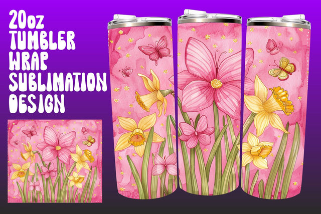 Pink Ribbon Tumbler Wrap Sublimation afrosvg 
