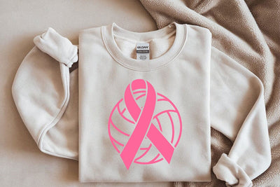 Pink Ribbon Volleyball Svg, Breast Cancer Awareness Svg, Hope Ribbon, Strong Women SVG DesignDestine 